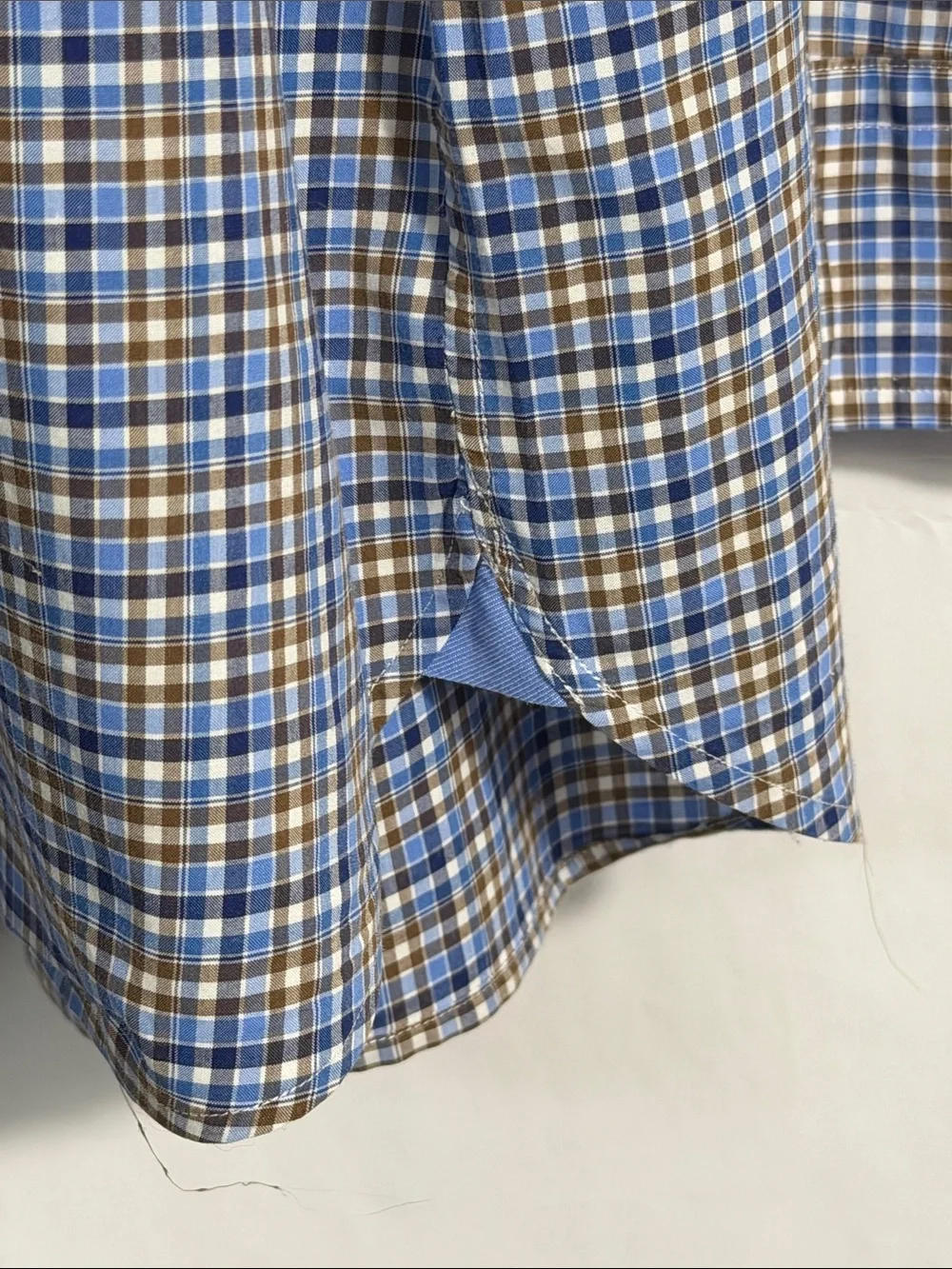 Ralph Lauren 100% Cotton‎ Stretch Plaid Shirt Blue Brown XXL